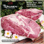 Beef CHUCK Wagyu Tokusen marbling 4-5 aged frozen PORTIONED 4cm 1.5" (price/pc 1kg)